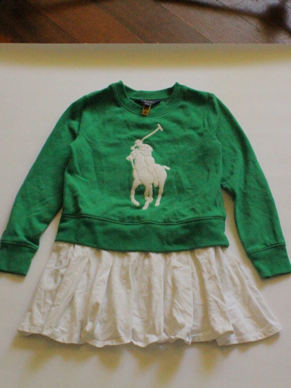Polo Ralph Lauren Sweater Skirt Girls M 8-10 Green Student Big Pony Knit Casual